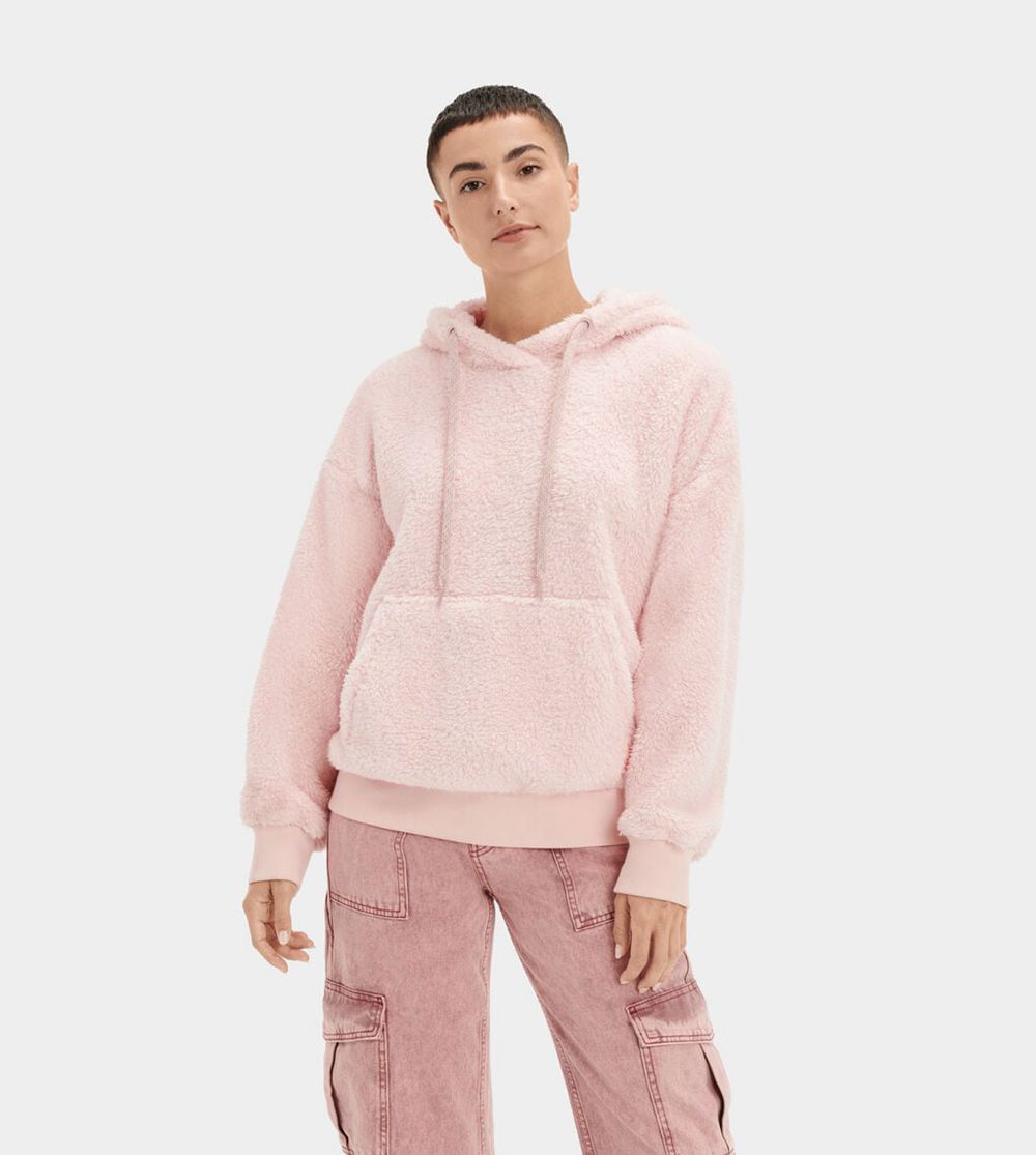 Ugg Loyra Sherpa - Womens Hoodie - Pink - NZ (0689PQKJZ)